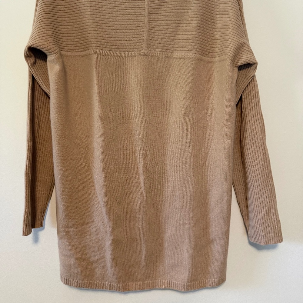 Tory Burch Deanna Cashmere Long Ribbed Sweater Tan XLarge - Picture 2 of 4